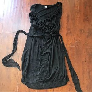 FREE PEOPLE black dress with ropes neckline